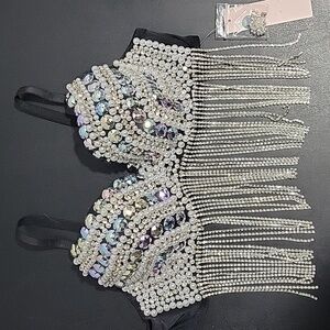 Lydia USA Rhinestone Bejeweled Bustier Push Up Bra